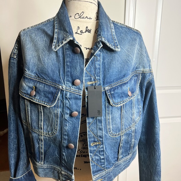 R13 Mia Trucker Cropped Denim Jacket - Picture 6 of 8
